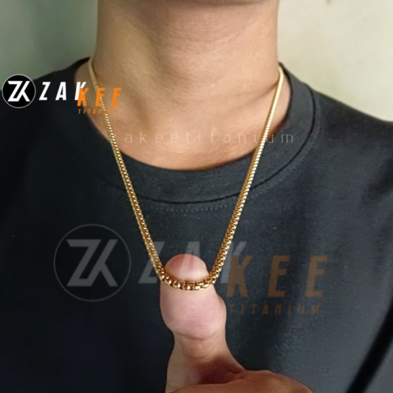 Kalung Titanium Pria Wanita Rantai Emas Rante Cowok Cewek Keren Anti Karat