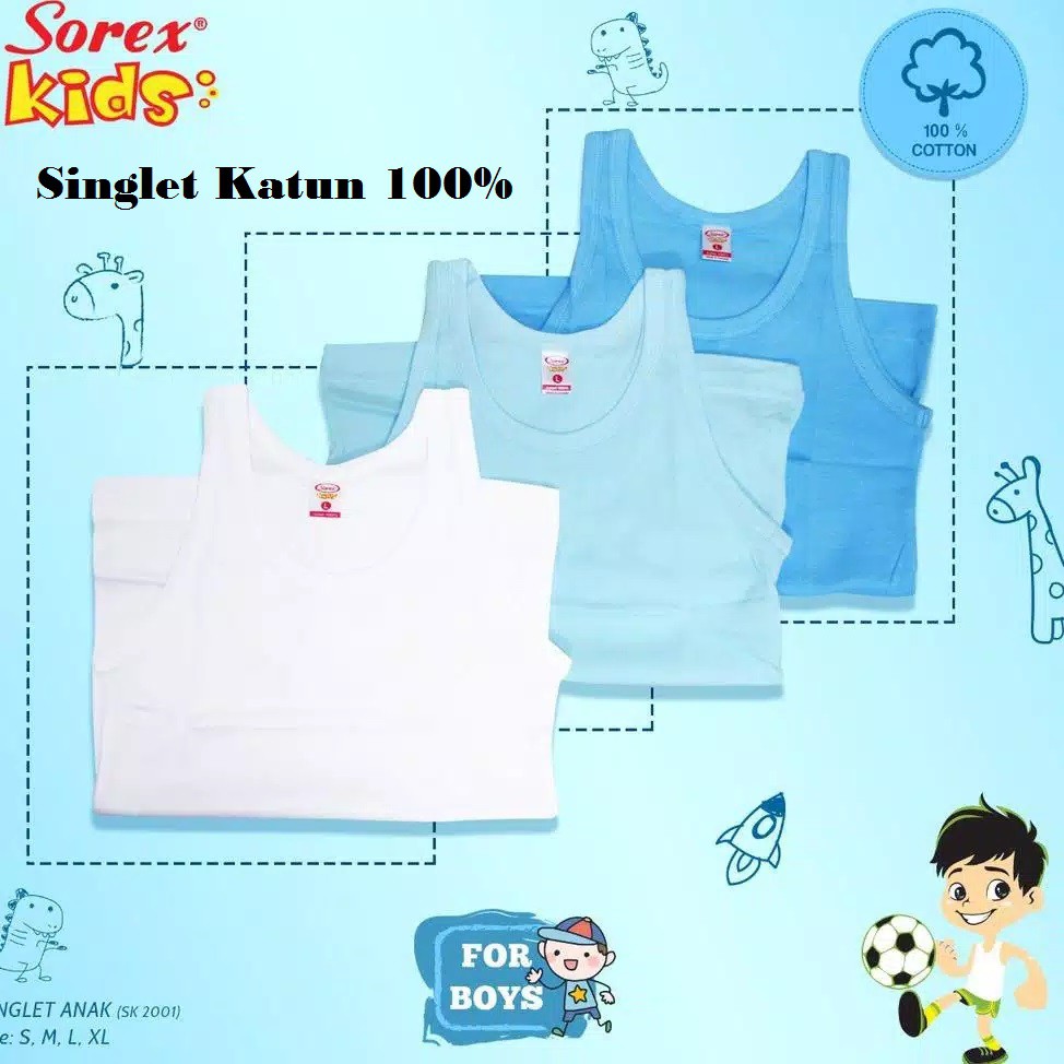 Singlet 100% Katun Anak Laki-laki Sorex SK 2001 / Kaos Dalam Anak Cewek Sorex SK2001