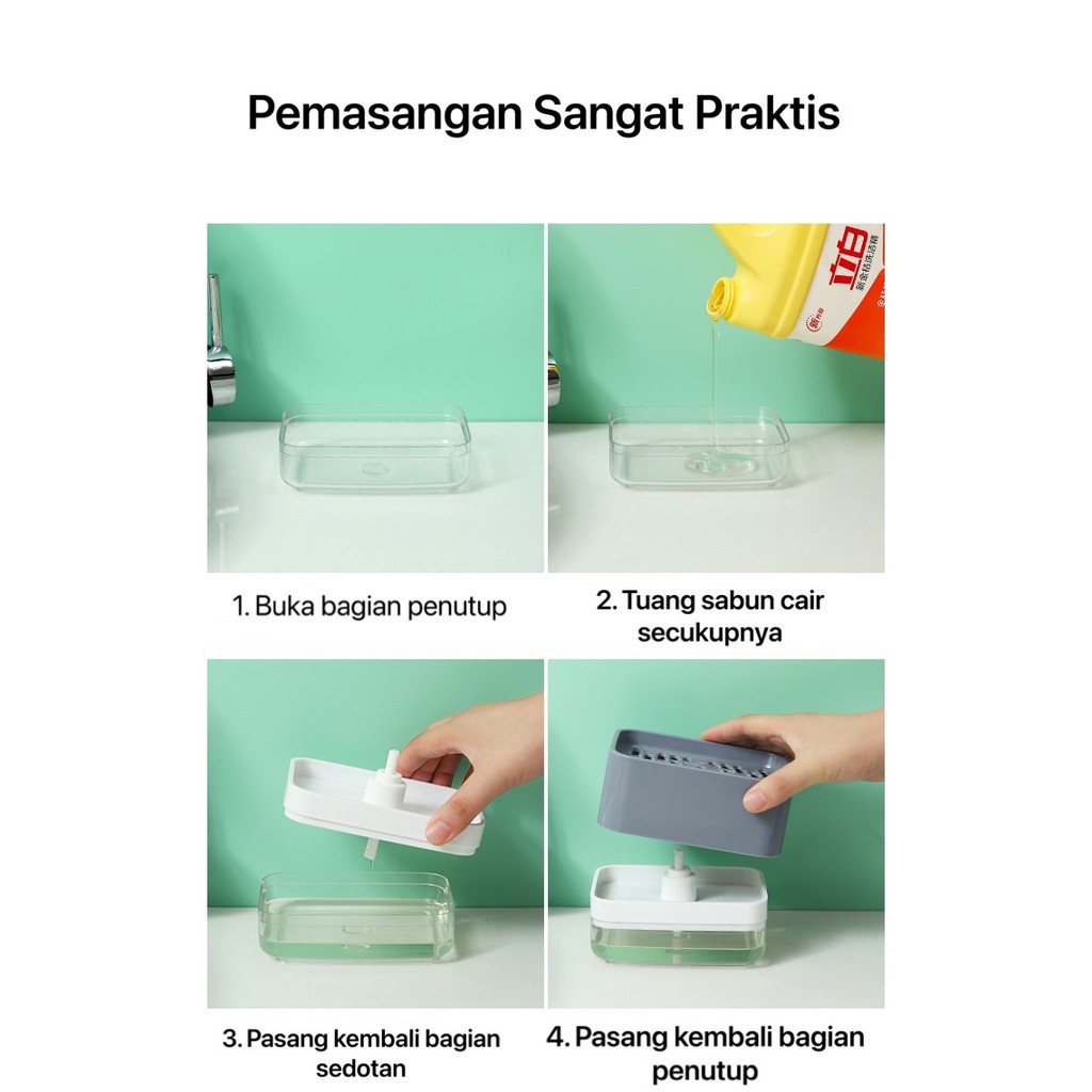 Dispenser Sabun Cuci Piring Sponge Holder Spons 2in1