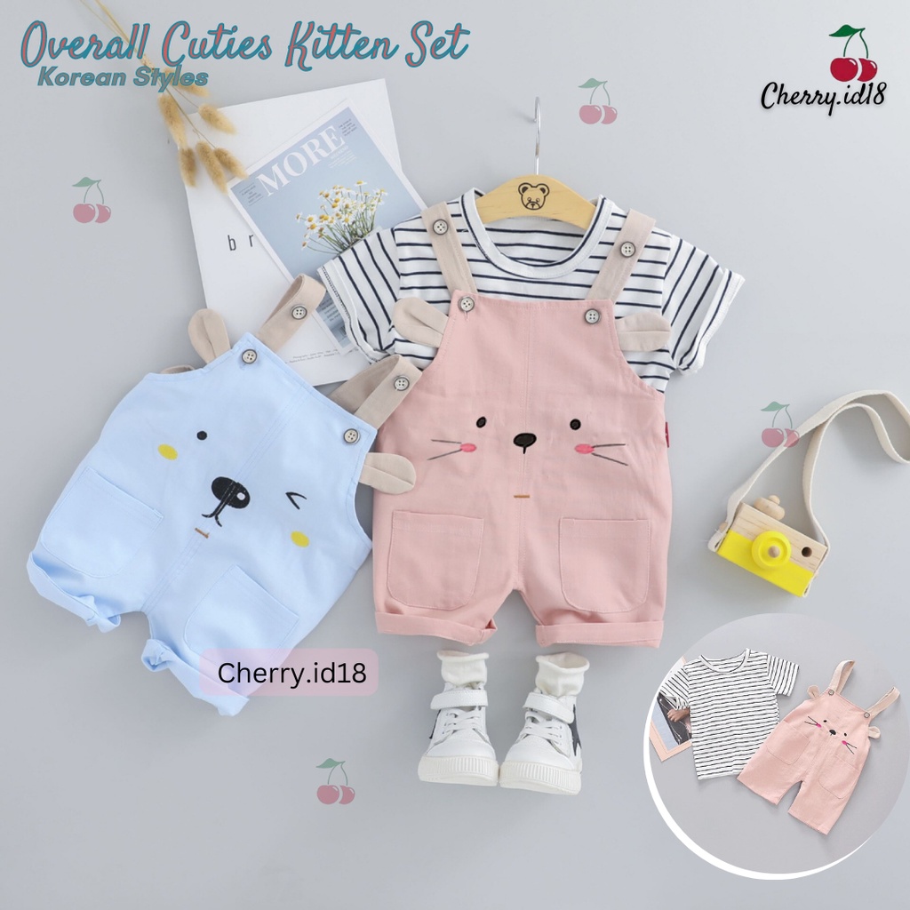 Cherry COD Baju Anak Perempuan / Baju Kodok Anak Cat / Romper Anak JA03