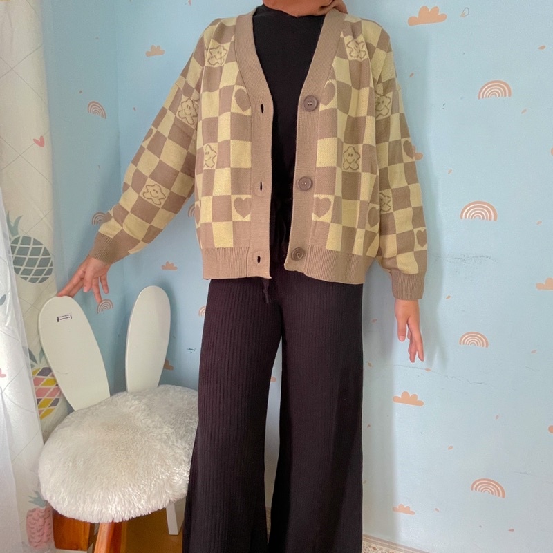 JASMINE CARDY | CARDIGAN MOTIF SQUARE BAHAN RAJUT TEBAL
