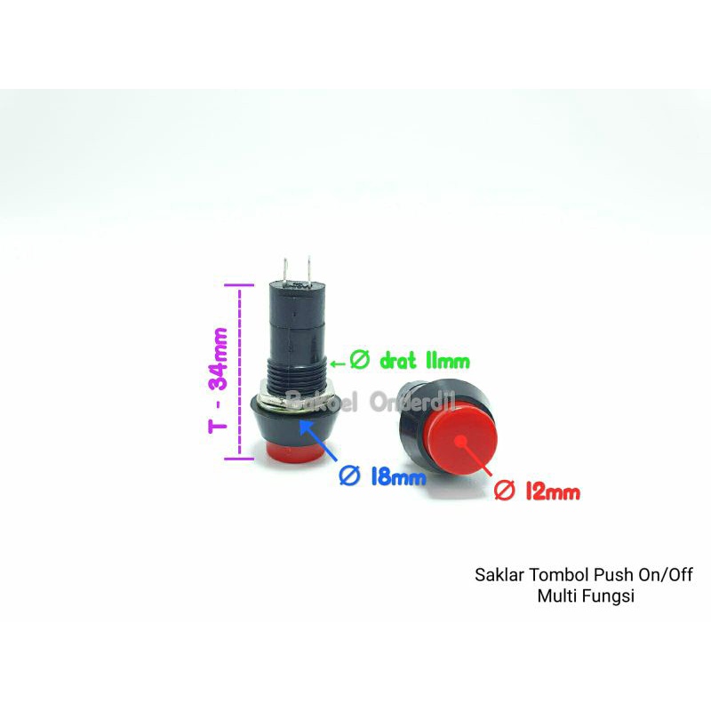 SWITCH TOMBOL - PUSH ON OFF BULAT 3A