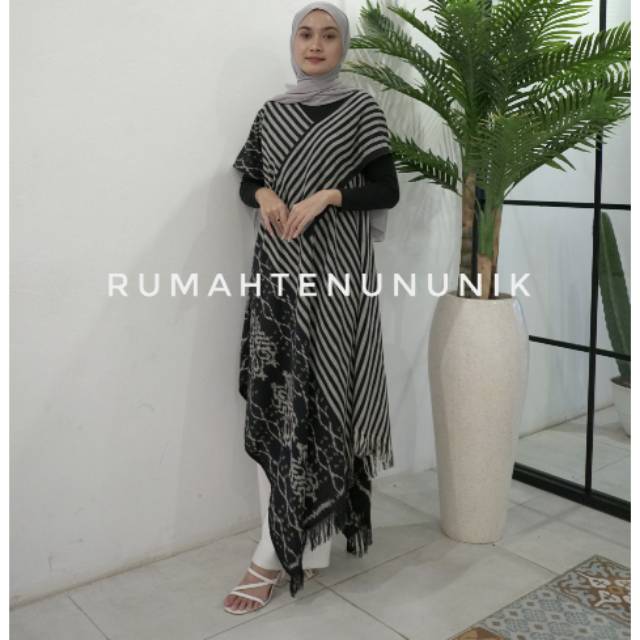 BAJU TENUN DRESS RUTAMAYA LURIK HITAM PUTIH