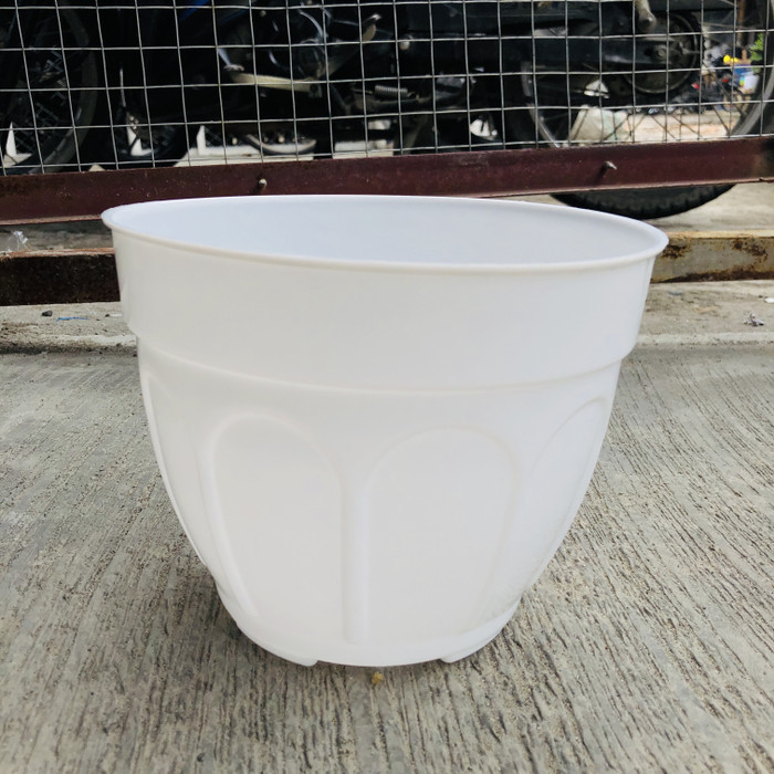 Pot bunga plastik putih mawar 20