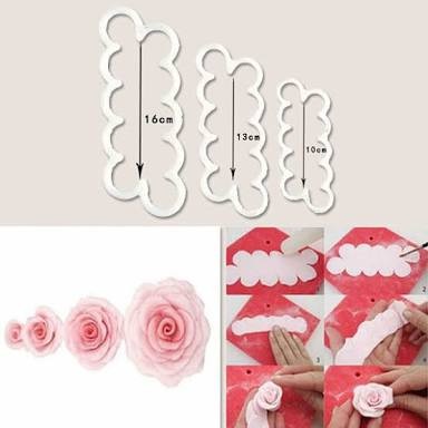 3pc cetakan fondant cutter mawar alat dekorasi kue iching gum paste spuit rose pattern set