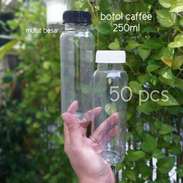 (50pcs) Botol plastik 250ml botol caffee botol tebal neck besar