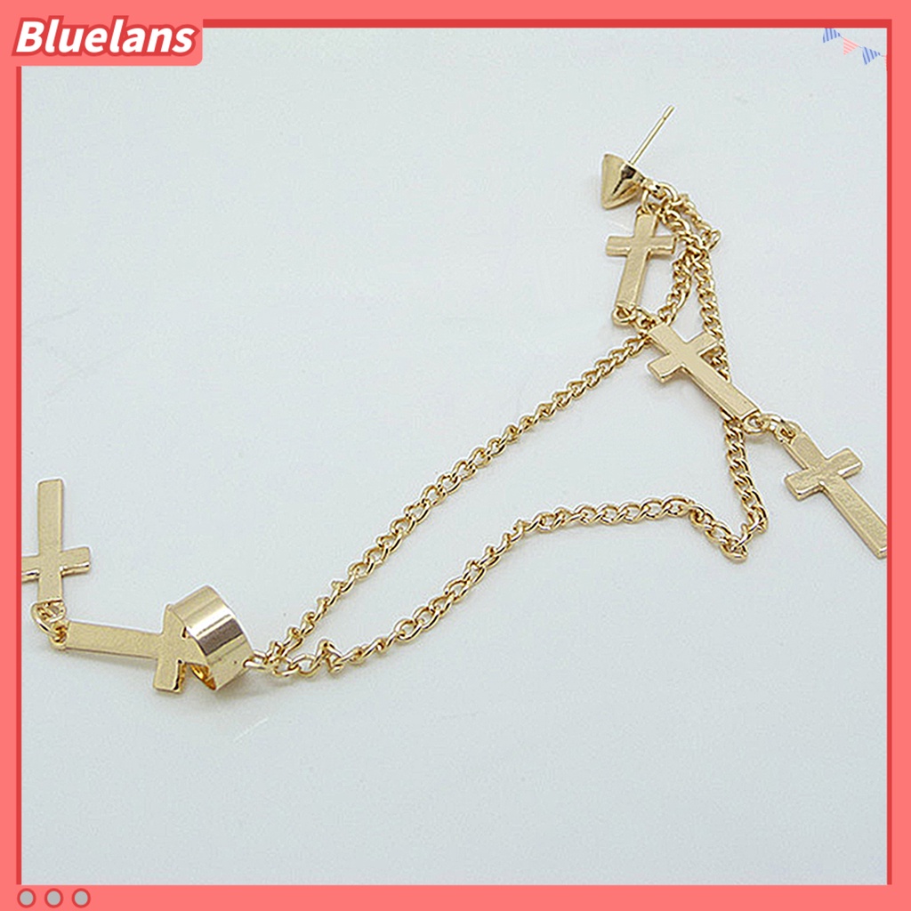 Bluelans 1Pc Ear Cuff Cross Dangle Versatile Alloy Women Fashion Punk Ear Crawler for Women