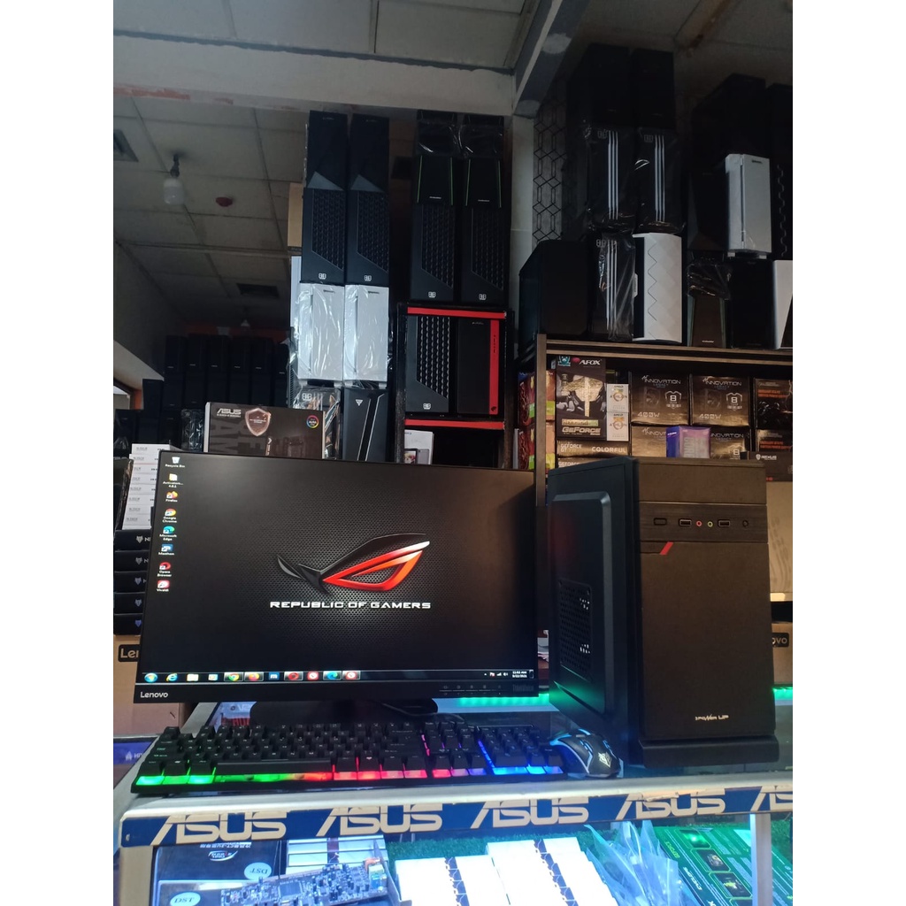 PC RAKITAN KANTOR SEKOLAH CORE I3/RAM 4/HDD 500/LED 24 INCH SIAP PAKAI