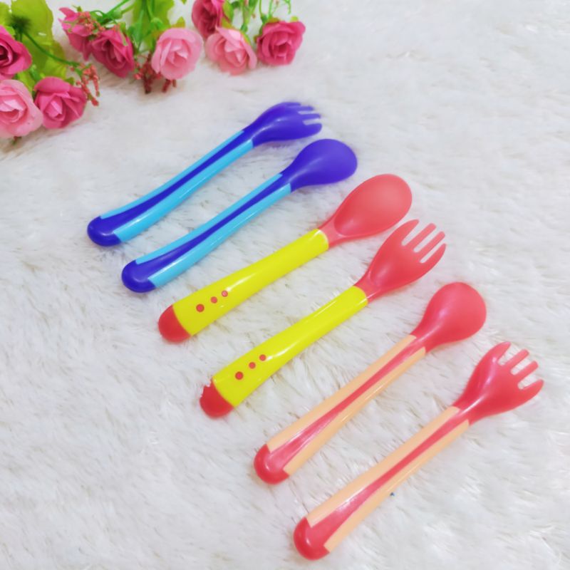 Sendok Garpu Bayi Sensor Indikator Suhu Panas Flexible &amp; Heat Indicator Spoon