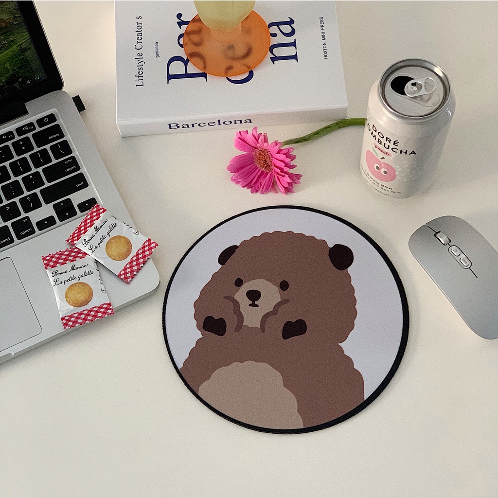 Korean Style Niche Design Heart Bear Pig Pattern Durable Soft Girly Mouse Pad for Friend