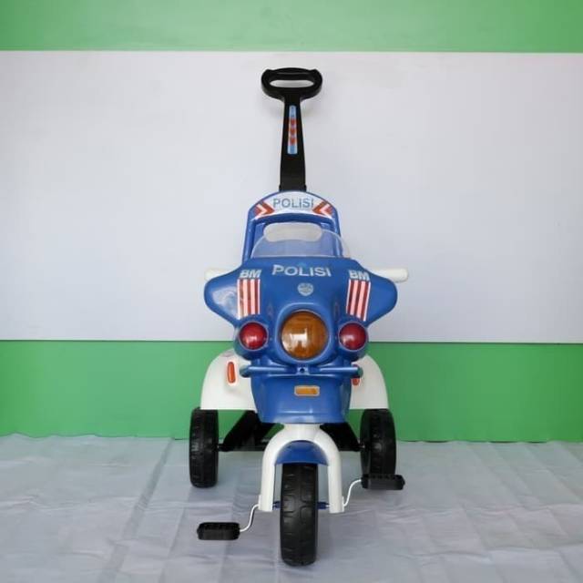 Sepeda Anak Roda 3 Polisi Gowes Mainan Motor Roda Tiga Dorong Edukatif