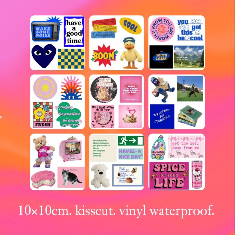 sticker sheet random, sticker aesthetic, sticker deco, sticker y2k, sticker kidcore