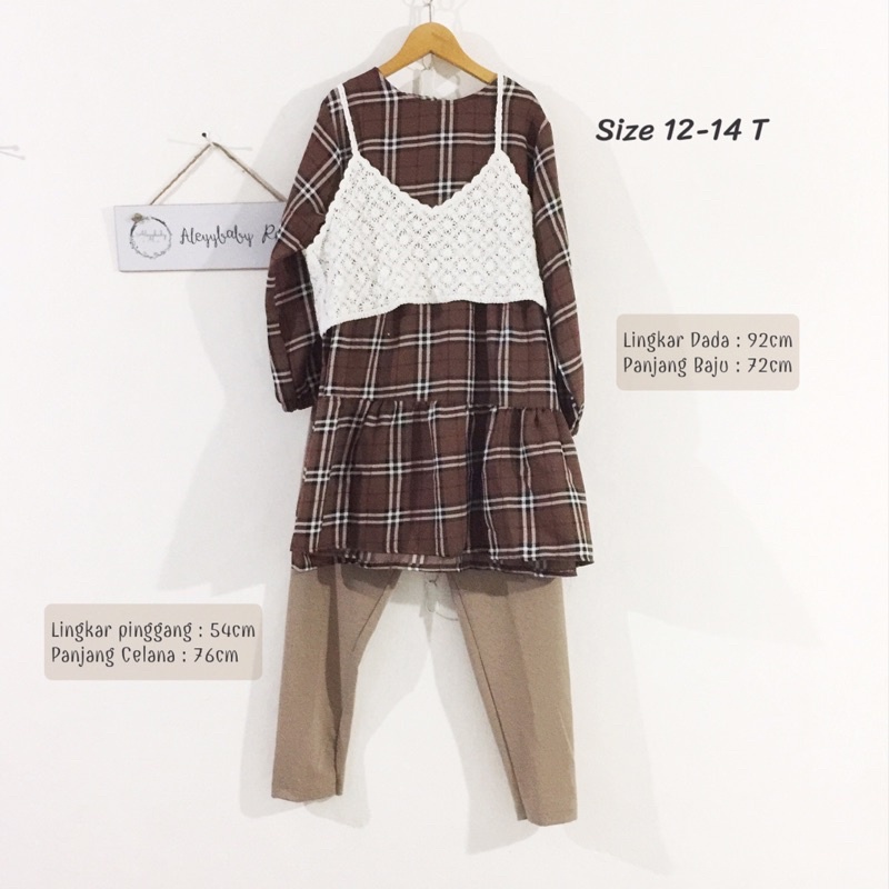 Setelan Anak Tanggung 12-14 Tahun SMP Rompi Rajut | Baju OOTD hijab remaja