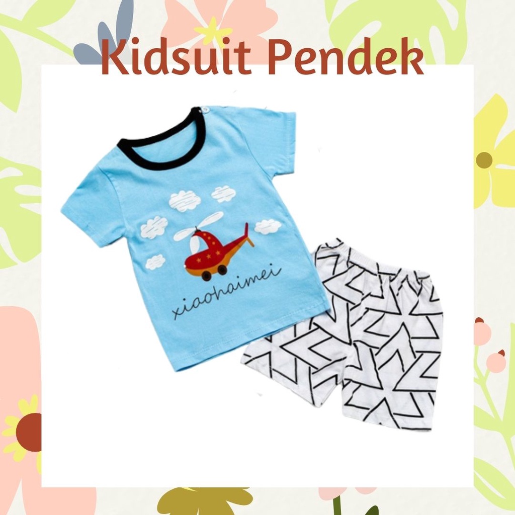 Plazababyku KIDS SUIT PENDEK Setelan Anak Bahan Kaos Lengan + Celana Berkualitas 0-3 Tahun ebv