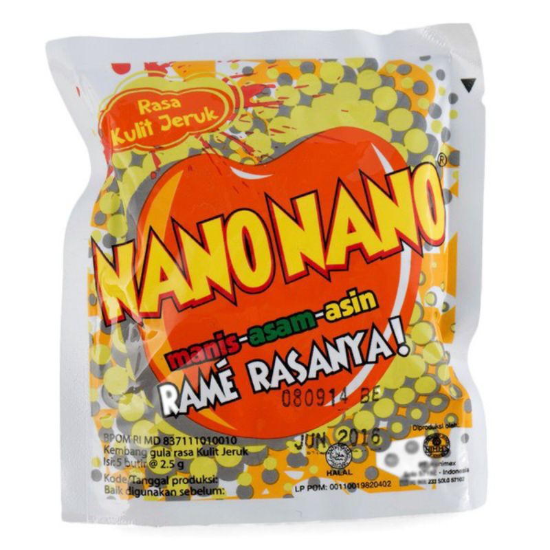 

NANONANO Rasa Kulit Jeruk 12g - Nano Nano Permen Manis Asam Asin isi 5 butir