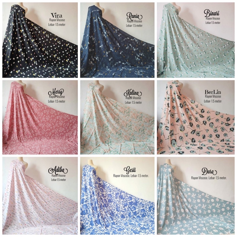 Kain Rayon Viscose Motif Bunga bahan Piyama One set pajamas