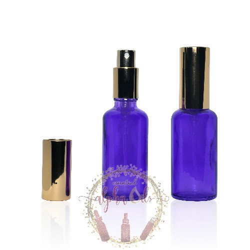 Colorful Lux Botol Spray Kaca 50ml IMPORT - Botol Purple Tutup Gold