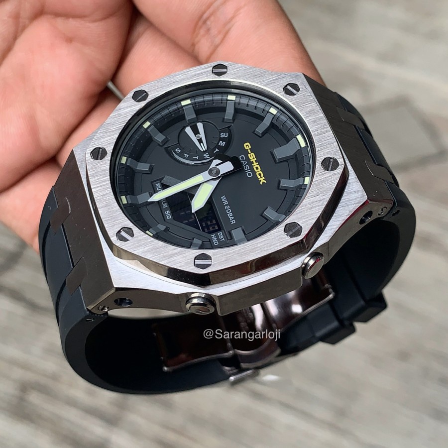 Jam Tangan Gshock Original Pria GA2100 Custom AP Grey Rubber