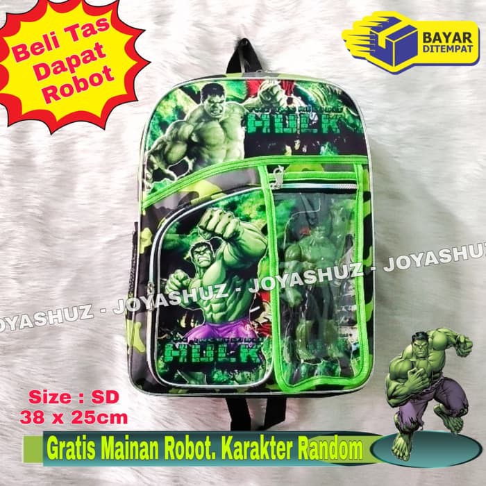 Tas Gendong Anak Cowok Laki Kecil Tk Sd Smp Sma Dan Sekolah Perem PV908  Hulk Karakter Kartun Hulk