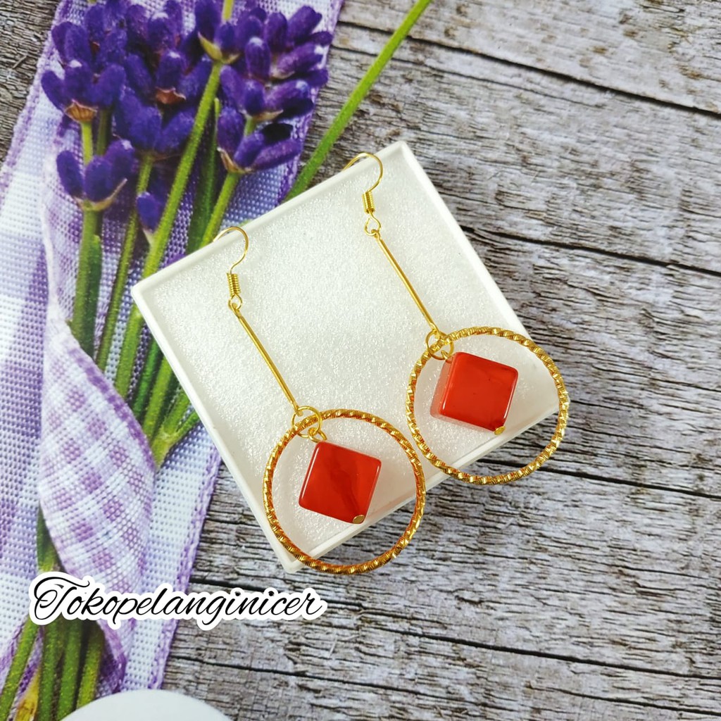 Anting Fashion Wanita Ring Dadu Murah - Anting Murah Aksesoris Fashion Wanita - Giwang - Kerabu.