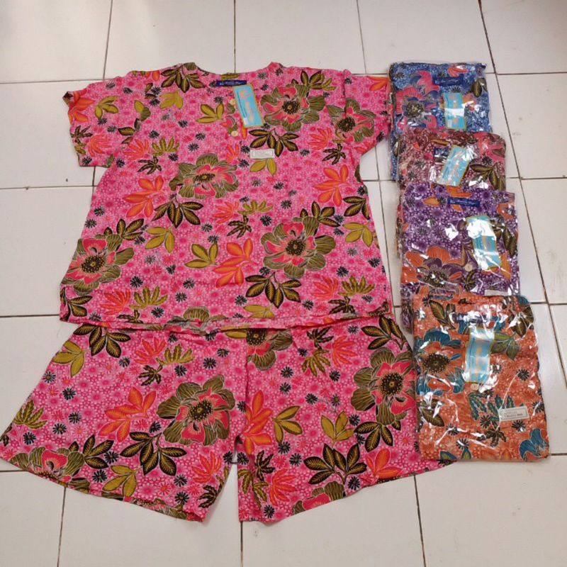 Stelan Batik Kulot Kencana Ungu Original Label Biru