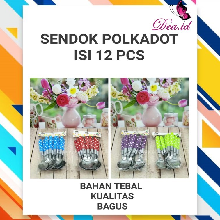 [DEASTORE] LUSINAN SENDOK MAKAN POLKADOT WARNA WARNI - MURAH MERIAH - SET ALAT MAKAN CANTIK