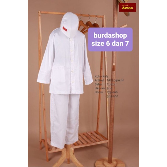Baju Muslim anak Dannis TAPL 0416 PUTIH WHITE laki laki size 6 dan 7 ( Baju Koko )
