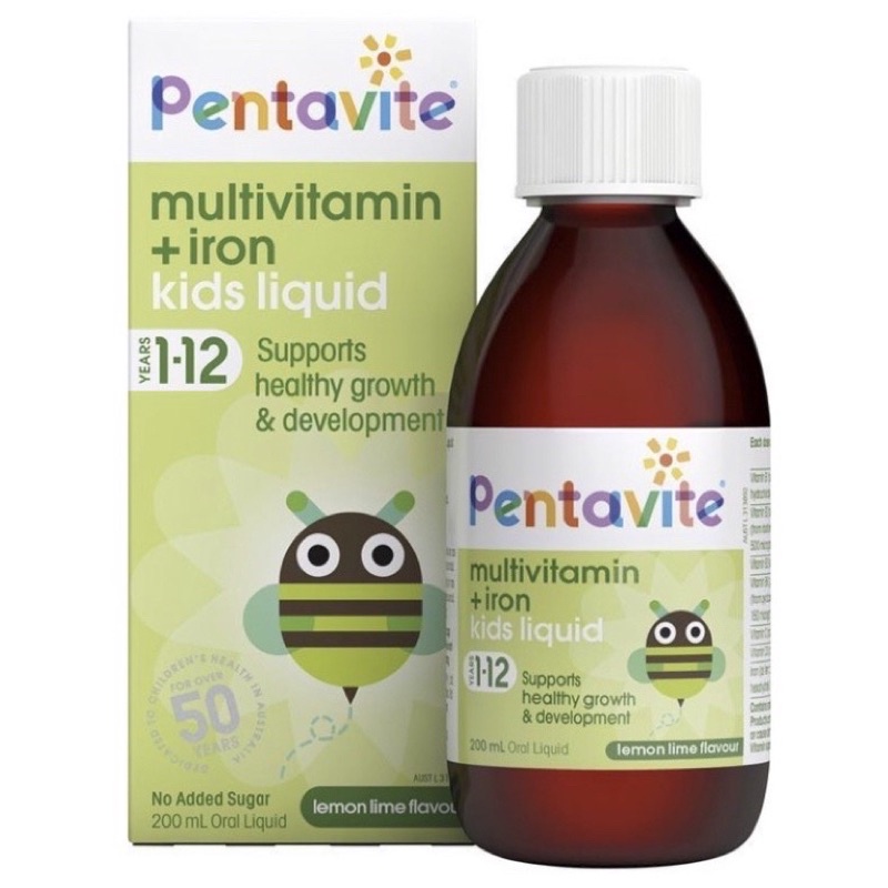 Pentavite Multivitamin + Iron Kids Liquid 200ml (Exp 1/2024)