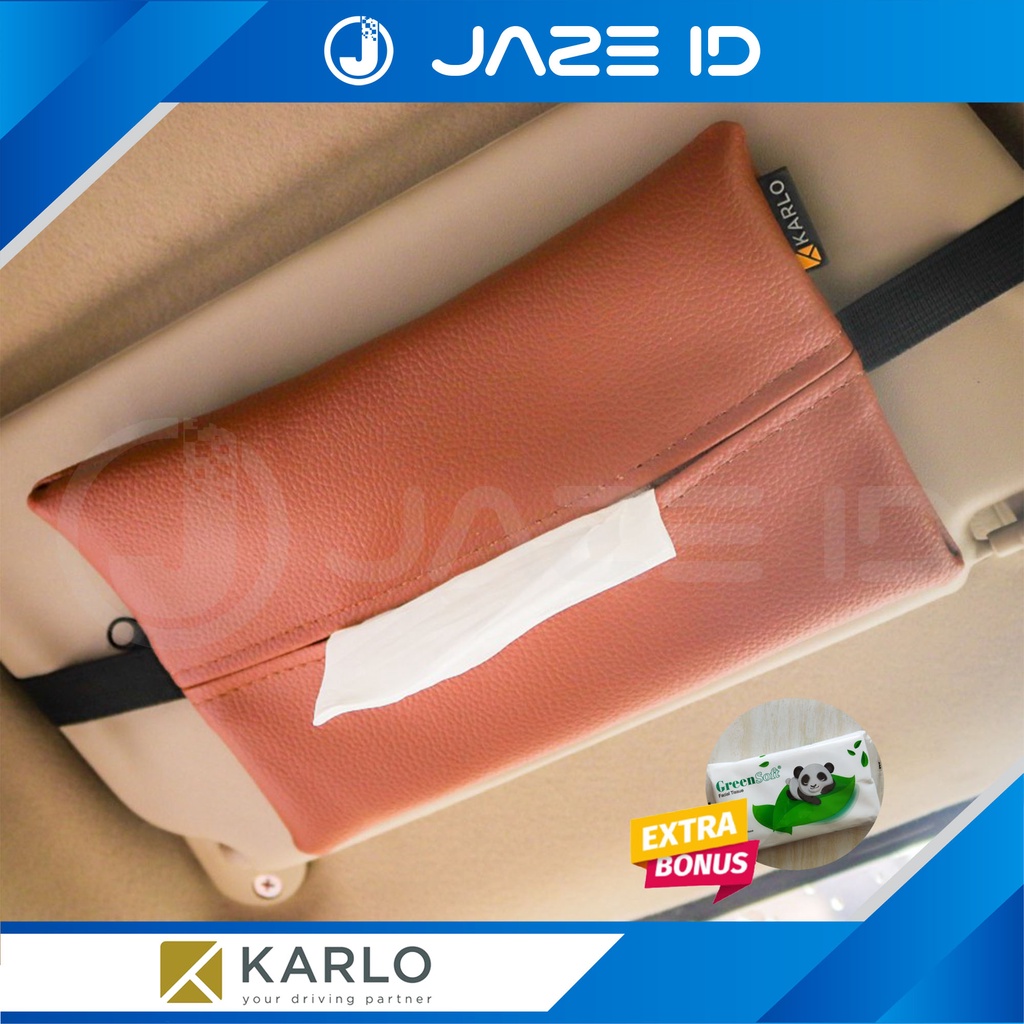 Karlo Tempat Tissue Tisu Mobil Premium Sun Visor Jok Basic Brown