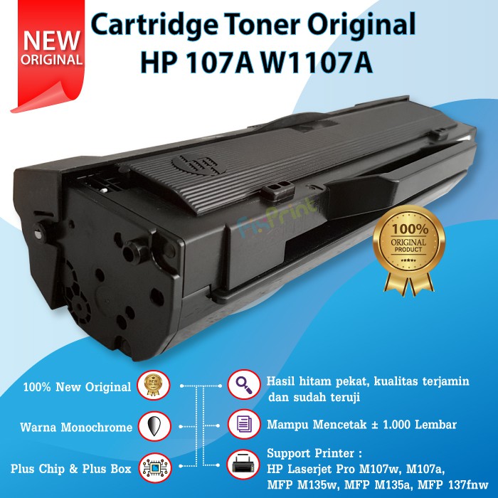 Cartridge Toner Original HP 107A W1107A Printer Laserjet Pro M107w M107a MFP M135w M135a M137fnw