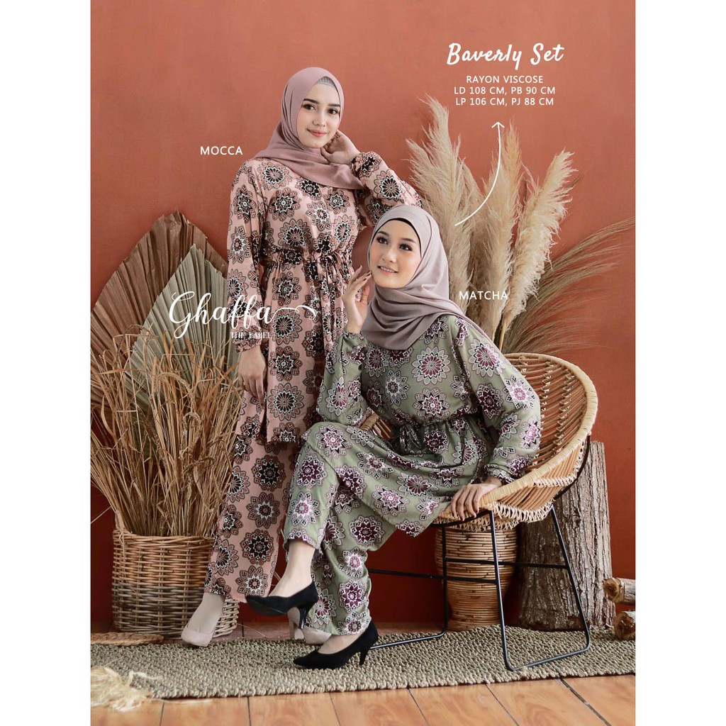 Baju One Set Rayon Motif "Baverly Set" Original By Ghaffa The Label