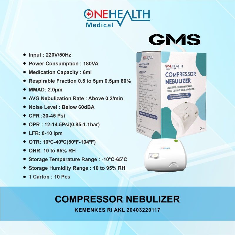 Nebulizer Kompresor Onehealth / Alat Uap Terapi Pernafasan Asma