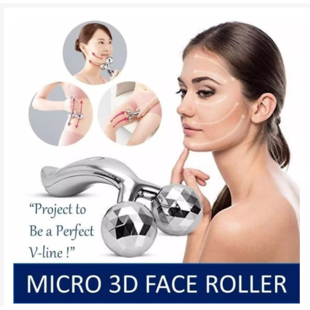 Mysterygirl - Alat 3D Massage Wajah Alat Pijat Muka Wajah Kulit 3d Massager Roller Batu Giok Facial Pengencang Relaksasi