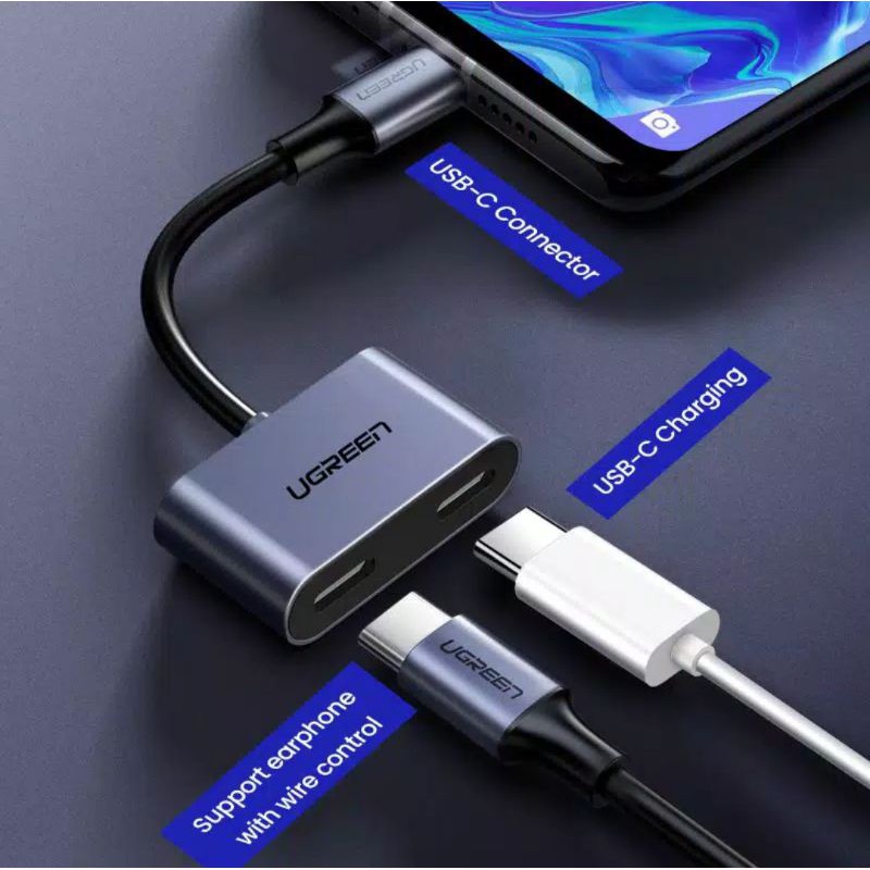 Ugreen Usb C to Audio and Charge Ugreen Konverter Usb C to Dual Type C