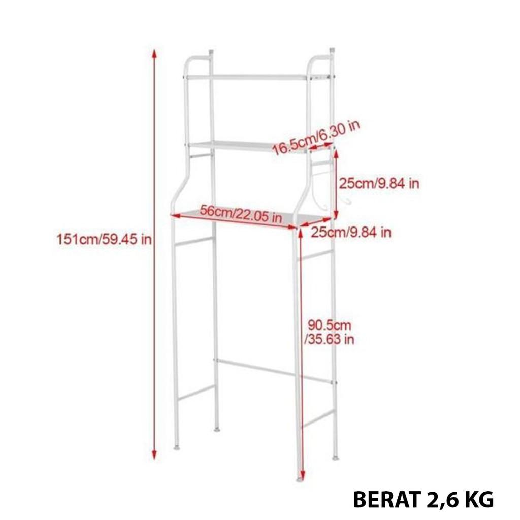 Rak Toilet Multi Fungsi | Rak Toilet Organizer WC Tissue sabun Kloset Kamar Mandi 165x50x26