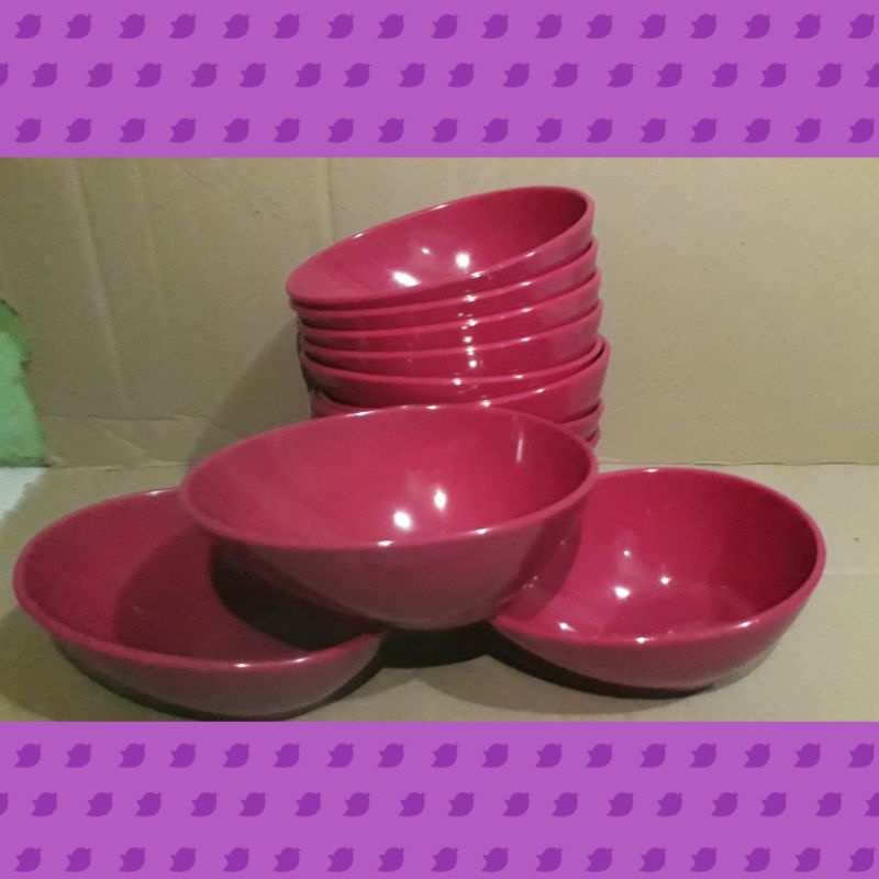 Mangkok oval merah apel melamin dinnerware 7inc