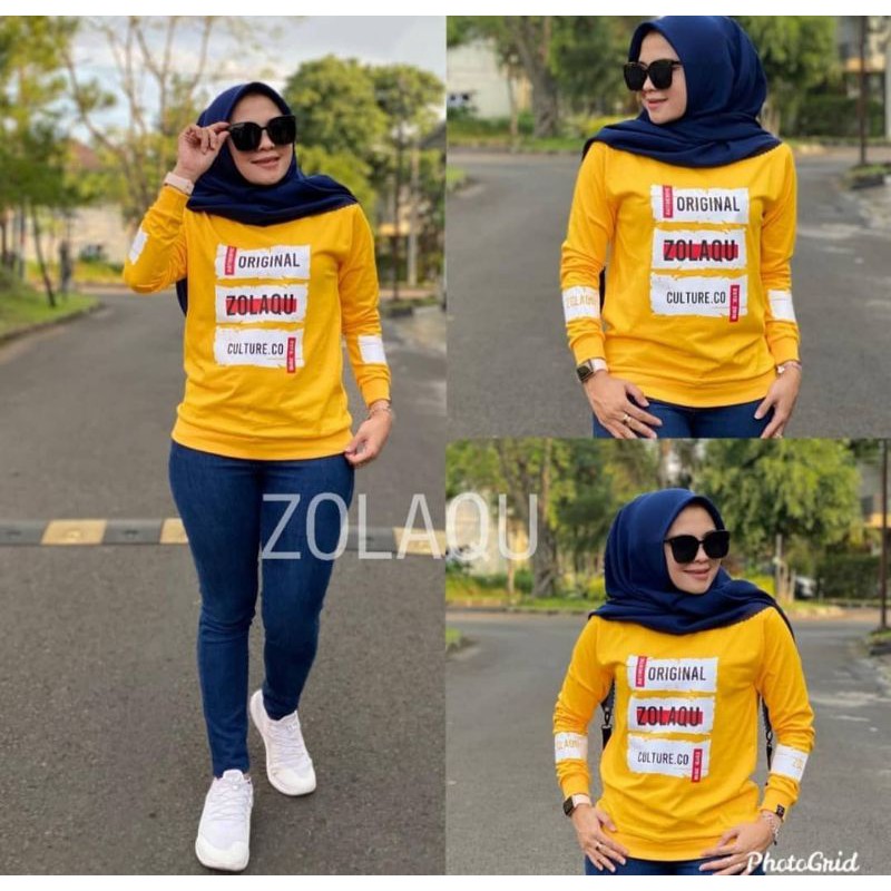 PUTIH ARAB KAOS  WANITA MOTIP ZOLAQU  TANGAN PANJANG  