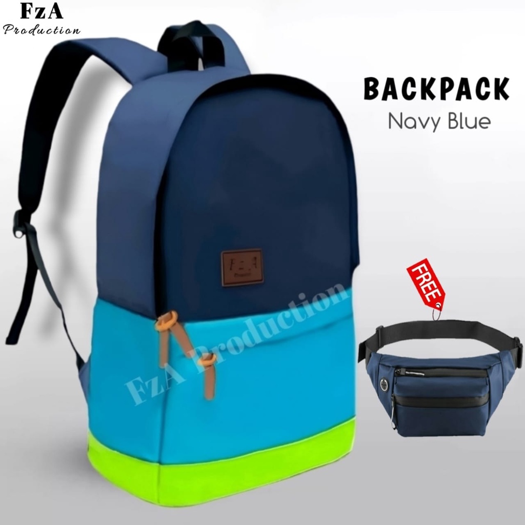 Tas Ransel Punggung Distro Casual Pria Wanita / Tas Ransel Laptop Original FzA FREE Tas Slempang Sporty