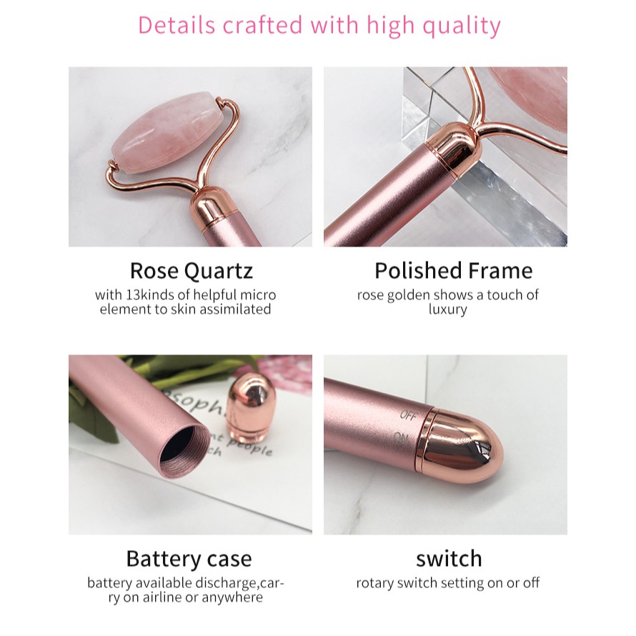 Massage Electric Beauty Bar - Alat Pijat Wajah Rosequartz Jade
