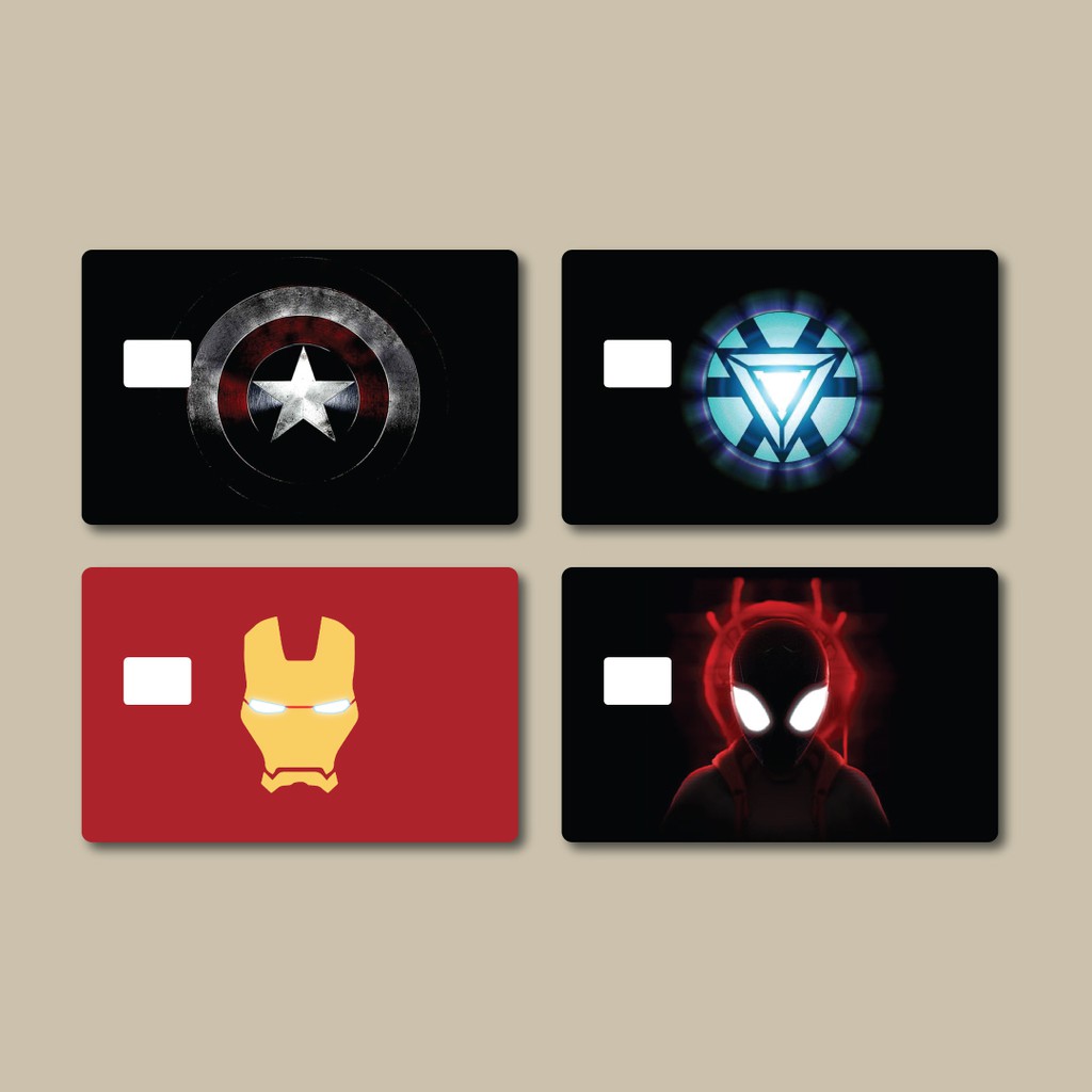 Skin card stiker kartu flash / debit card vinyl MARVEL iron man, captain america, spiderman atm
