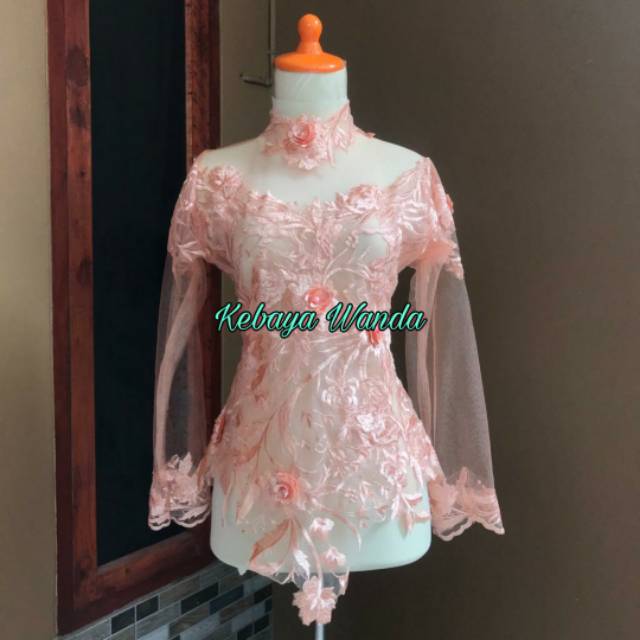 (PO dan READY) Kebaya Atasan Bunga 3D + Tulle Cristal / Kebaya Pengantin / Kebaya Wisuda Modern