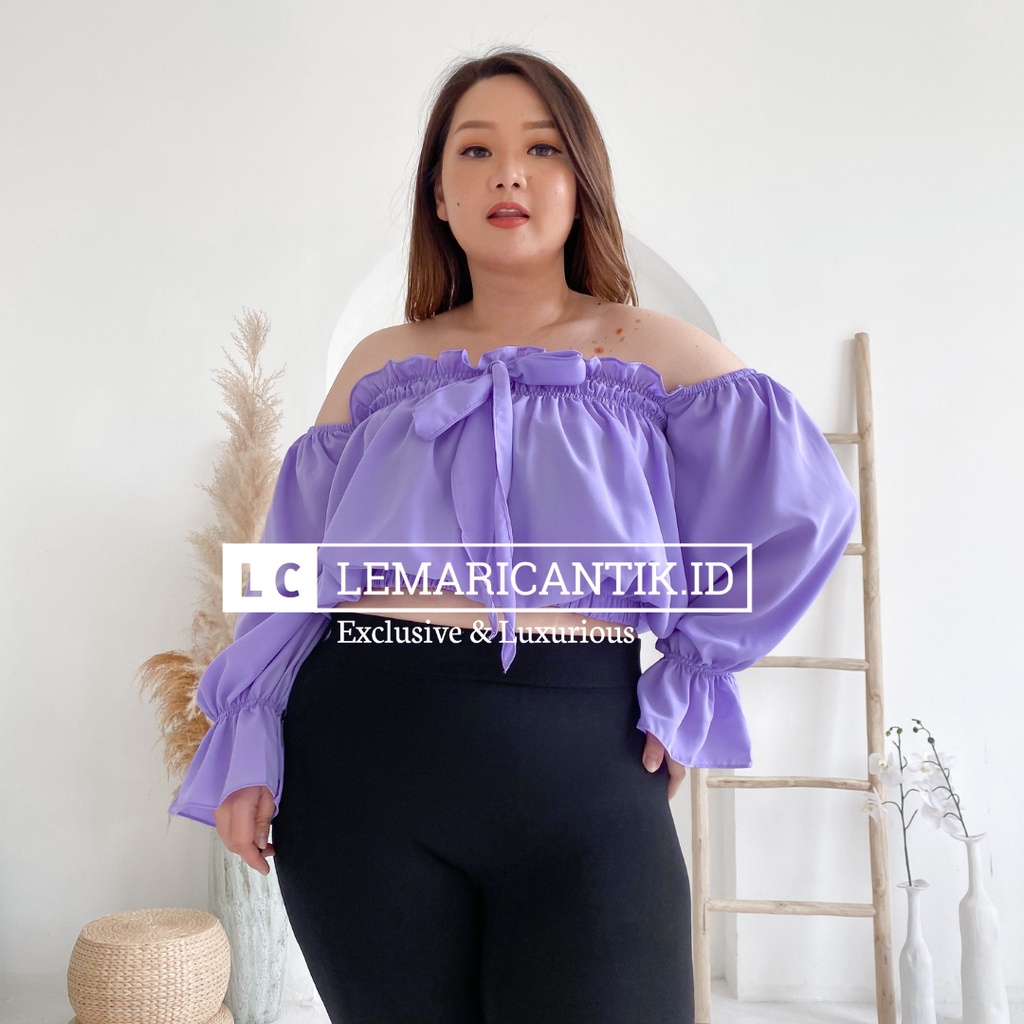 QIARA // BAJU SABRINA JUMBO | BAJU SABRINA WANITA | ATASAN WANITA JUMBO | BLOUSE BIG SIZE | BLOUSE J