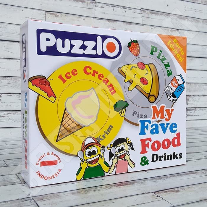 

CAS128 Kartu Flashcard Makanan Puzzlo My Fave Food Drinks Puzzle