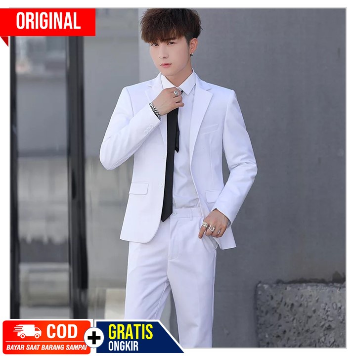 SETELAN BLAZER PRIA FORMAL 4IN1 - SUPER WHITE TWIST ORIGINAL NIKAYU SETELAN JAS FORMAL RESMI PRIA SL