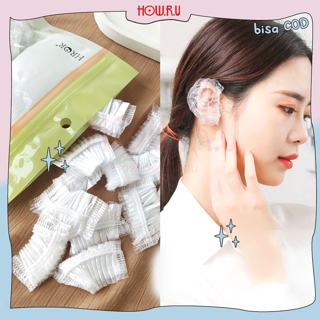 HOW.R.U | 40pcs - Pelindung Telinga Plastik Saat Mandi / Cat Rambut Sekali Pakai Anak Dewasa