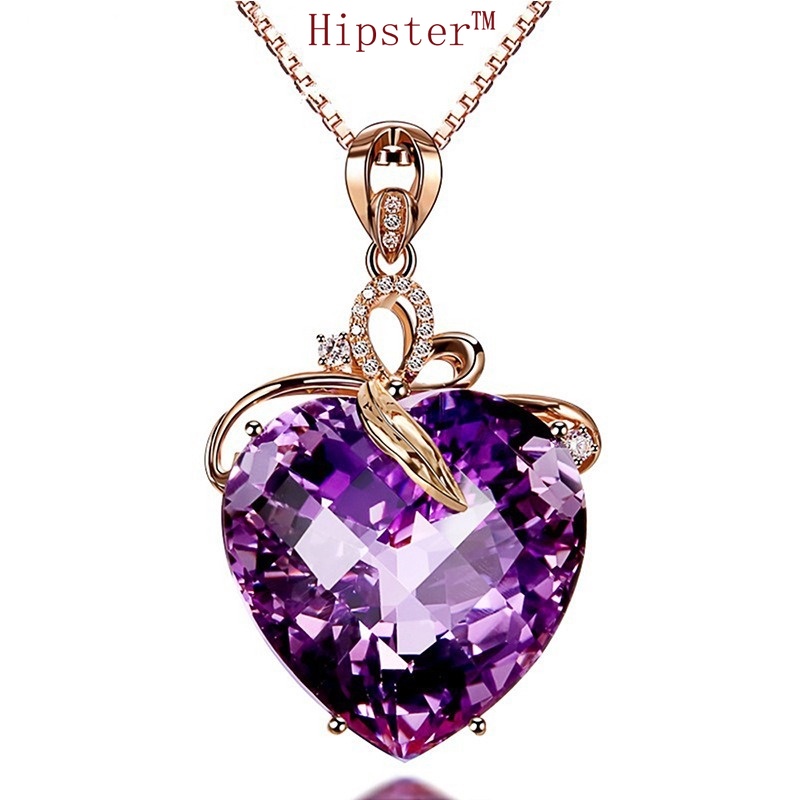 New Hot Selling Temperament Amethyst Love Pendant Romantic Necklace