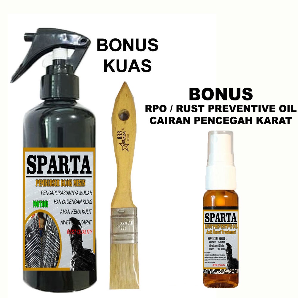 SPARTA Pembersih BLOK MESIN MOTOR - Botol Spray - Penghilang Karat - Mudah dan AMPUH + BONUS KUAS