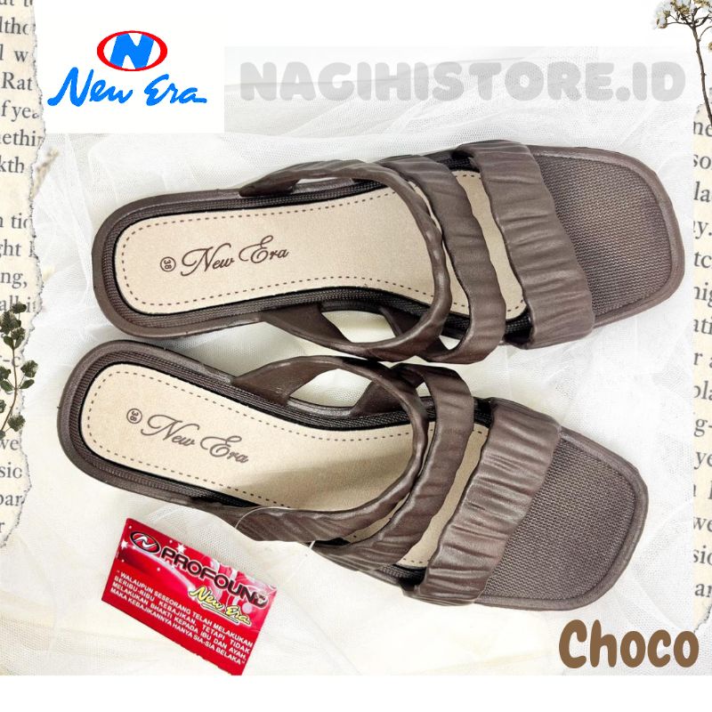 ✨NAGIHI✨ SANDAL WANITA SELOP KARET JELLY NEW ERA LB 10049 MOTIF KERUT TALI 37-40