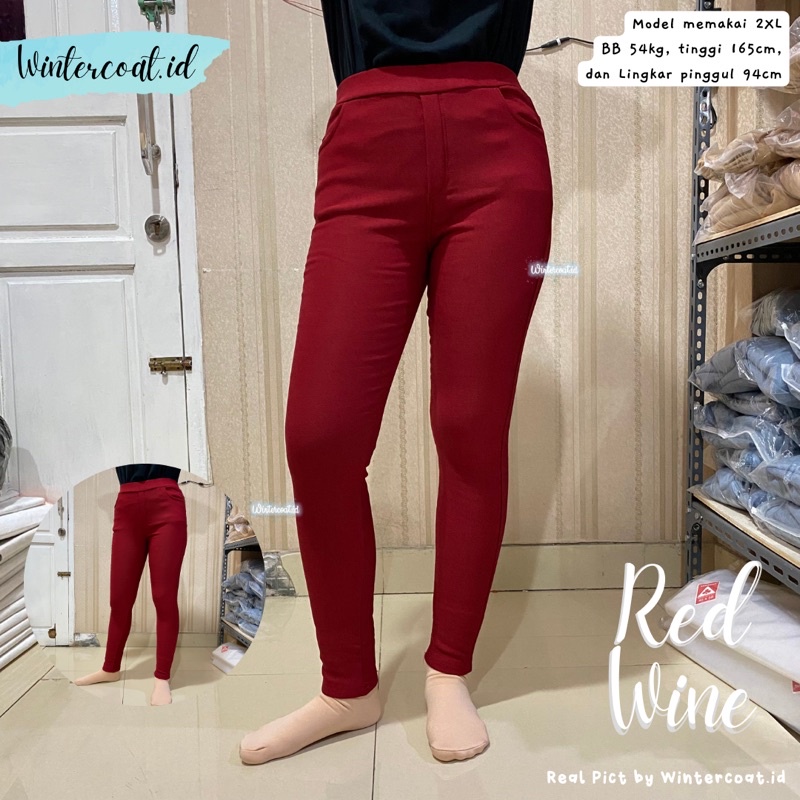 Celana winter wanita jeans denim legging jegging musim dingin import cewek hangat slim skinny