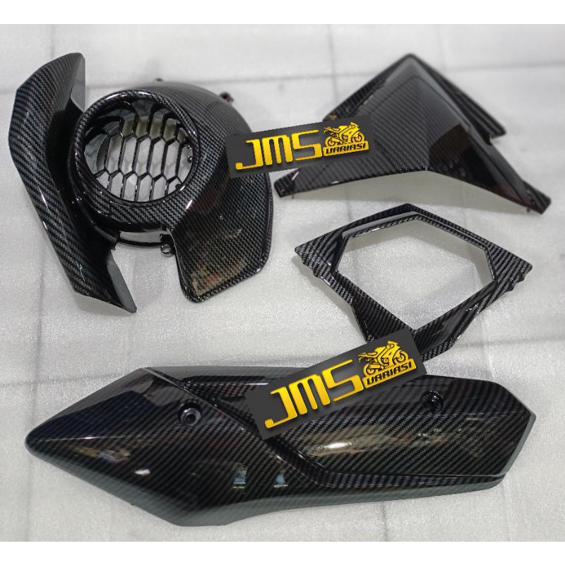 cover tutup carbon set speedo meter visor batok knalpot dan cover kipas paket miom3 mio z125 soul gt125 zoro